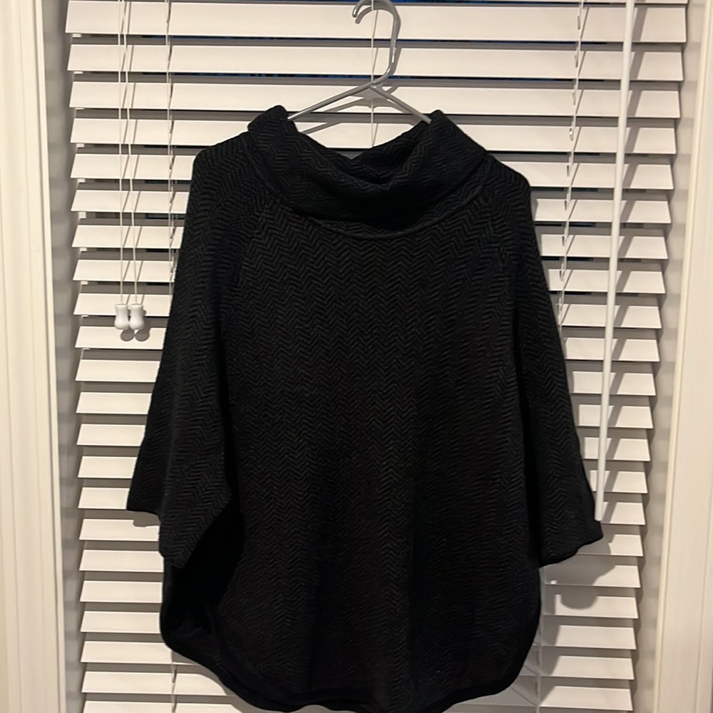 Cowl neck wrap with sleeves - herringbone pattern